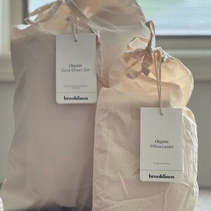 Brooklinen Organic 100% Cotton Sheet Set Queen in Vanilla NWT + Extras